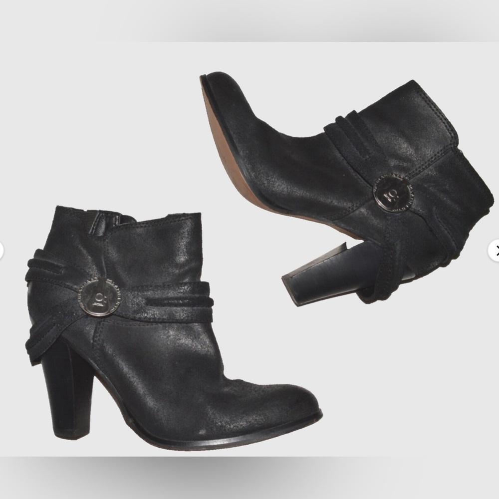 MIRANDA LAMBERT CRAIG SZ 7 M BLACK BRUSHED LEATHER ANKLE BOOTS BOOTIES GUITAR